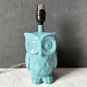 Turquoise Ceramic Owl Lamp - Bedside Table Desk 11.5" x 5.5" No Shade